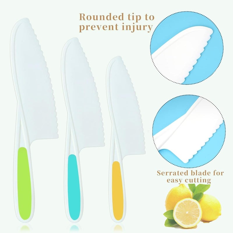 WALAWALA 4PCS Kids Knife Set for Real Cooking BPA Free with Plastic Toddler Play Kitchen Knives with Serrated Teeth Kitchen Safe Knives for Real Cooking and Cutting Fruits and breads - Image 4